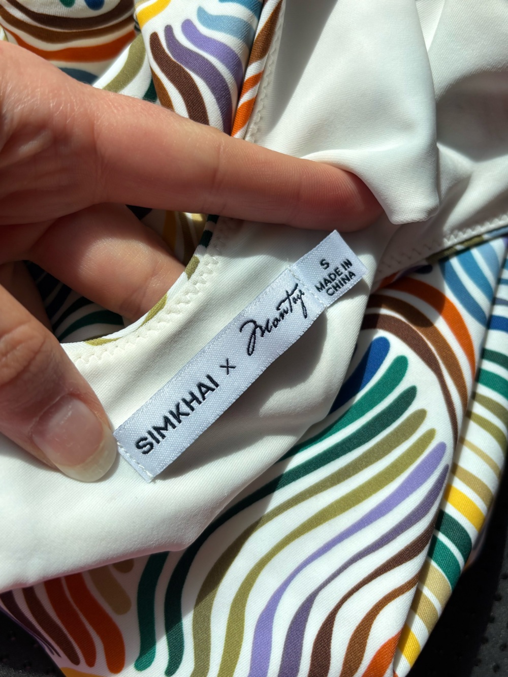 Jonathan Simkhai Multicolor Wave-Print One-Piece Swimsuit Size Small - Picture 4 of 6